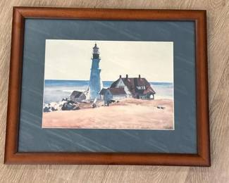 131 13x16framedlighthousecoastalscenep