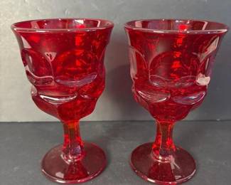 117 pairofrubyredpressedglassgoblets