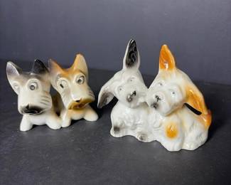 198 tinyceramicdogsaltpeppershakerwith