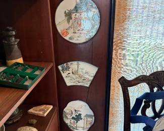 Asian painted porcelain panel