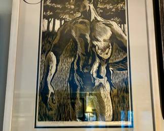 Kent Kobert. Adams Rib. Wood Blcok Print.
