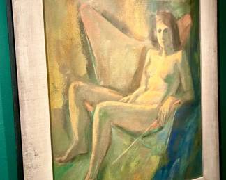 Ralph White - Female Nude in Chair Watercolor