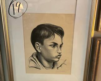 Jesus Escobedo. Young Boy. Charcoal Drawing.