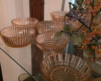 Pink depression glass
