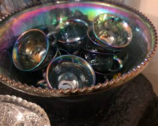 Carnival Glass Punch Bowl