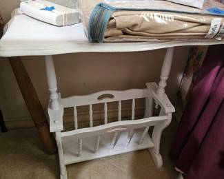 White wooden magazine table