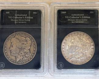 (2) Morgan Silver Dollars