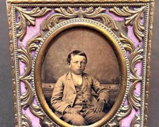 Antique Tintype Portrait in Antique Frame
