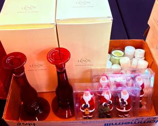 Lenox Candle Holders Tea Lights Santa Ornaments