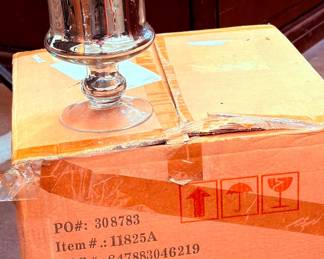 (3) Cases of 14" Silver Mercury Lidded Jars