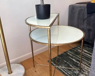Art Deco Style gold and glass top End Table