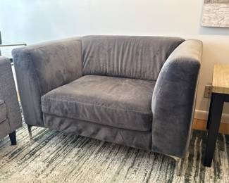 Modern Gray Velvet Chair Extra Large and Comfy