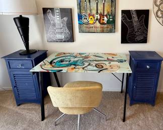 Guitar Art Designed Glass top desk