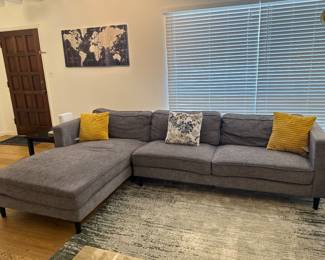 Soft Gray Fabric Sectional Couch