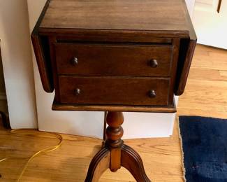Antique Walnut Two Drawer Drop Side Table
