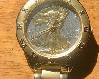 Aurista Men's Watch with 1937 Silver Walking Liberty Half Dollar