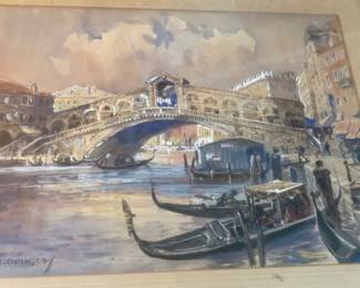 Nice Vintage Venice Watercolor By Listed Artist