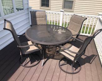Patio Set Has Stored Umbrella