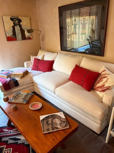 Sectional couch with queen sofa bed, coffee table