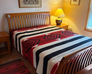 Queen size bed with Pendleton blanket