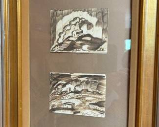 Alfred Gwynne Morang (1901 - 1958) Pair of ink drawings