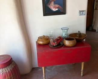 Rustic painted drop leaf table
