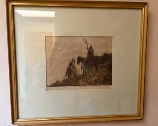 Edward S. Curtis photogravure 'The Lookout - Apsaroke'