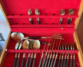 Thai cased brass flatware