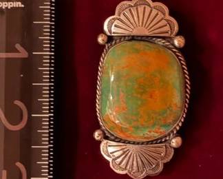 Alex Sanchez sterling and Royston turquoise pendant/pin