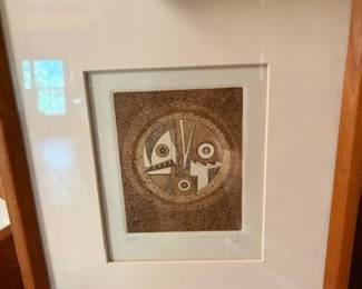 Helen Hardin (Santa Clara 1943 - 1984) etching 'Mask in the Dark', 35/65
