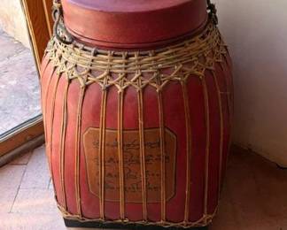 Vintage Asian rice container