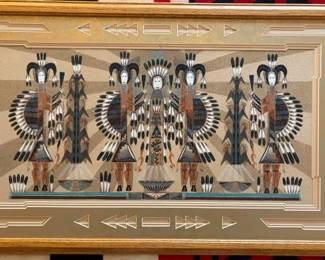 Rosie Yellowhair (Dine 1950 -) 'Feather Maiden Dancer' sandpainting
