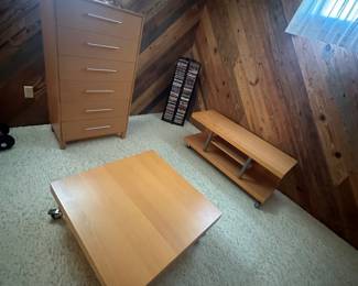 Buy It Now- $150. 3 piece set (6 drawer dresser, table and stand all on wheels)