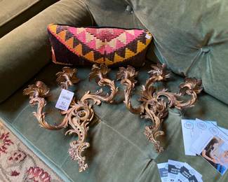 Antique Brass Sconce Pair