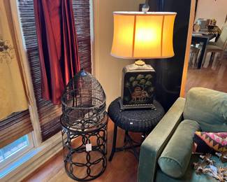 Wired Birdcage, Metal Side Table, Wicker Side Table