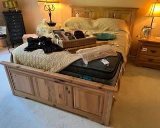 Pine Full Size Bed Frame, Sequal Full-Size Mattress 