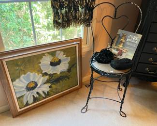 Metal Heart Chair, Framed Wall Art 