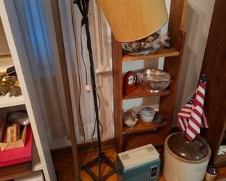 Traditional Brass-Tone Bridge Arm Floor Lamp with Curved Scrollwork, Adjustable Hanging Fabric Shade & Decorative Pedestal Base