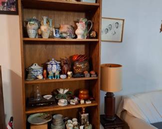 Tall Oak Wood Open Bookcase Display Shelving Unit with Adjustable Shelves