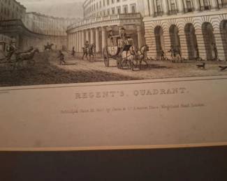 Regent’s Quadrant London Architectural Engraving, 1827 Horse-Drawn Carriages & Georgian Streetscape, Published by Jones & Co.