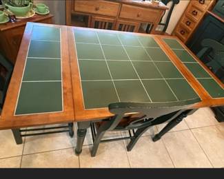 Wood and Tile Top table with 4 chairs