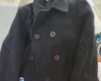 Navy Wool Pea Coat#2, Large