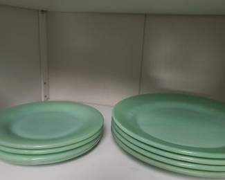 Jaydite dinner plates, snack/butter plates