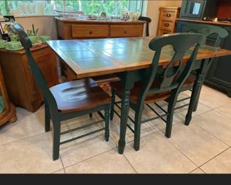 Solid wood& tile top, folding extention ( 36x36 or up to 72")