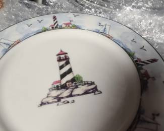 Totally Today Lighthouse/Coastal dish Set, 6 settings, extra pieces