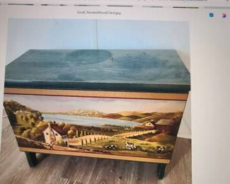 Hand Painted wood chest, 21" L x 12" W x15" H