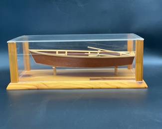 Wooden Rowboat Boat Model in Display