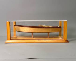 Wooden Rowboat Model in Display