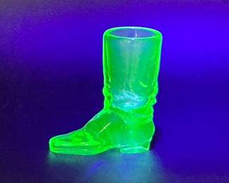 Uranium Glass Novelty Boot