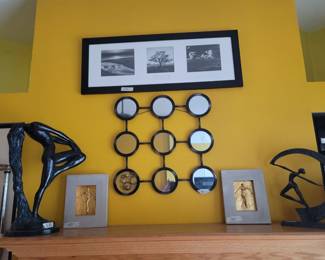 "Sultry Awakening" Designed by Klara Sever for Austin Reproductions, 2 Gold Women Cast Concrete Sculptures 2